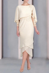 Vintage Column Mother of The Bride Dress Lace Scoop Cap Sleeve Bridesmaid Dresses With Appliques